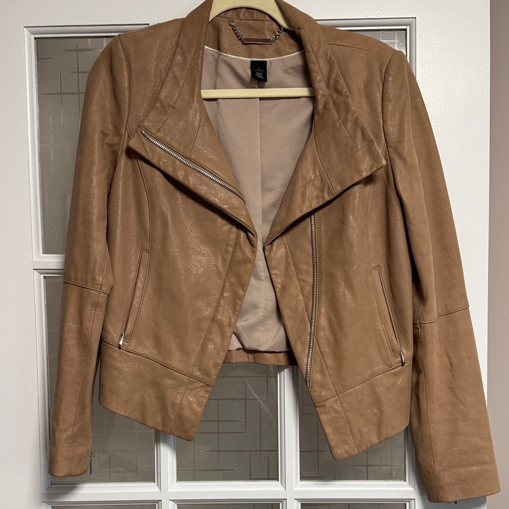 White House Black Market Camel Leather Jacket